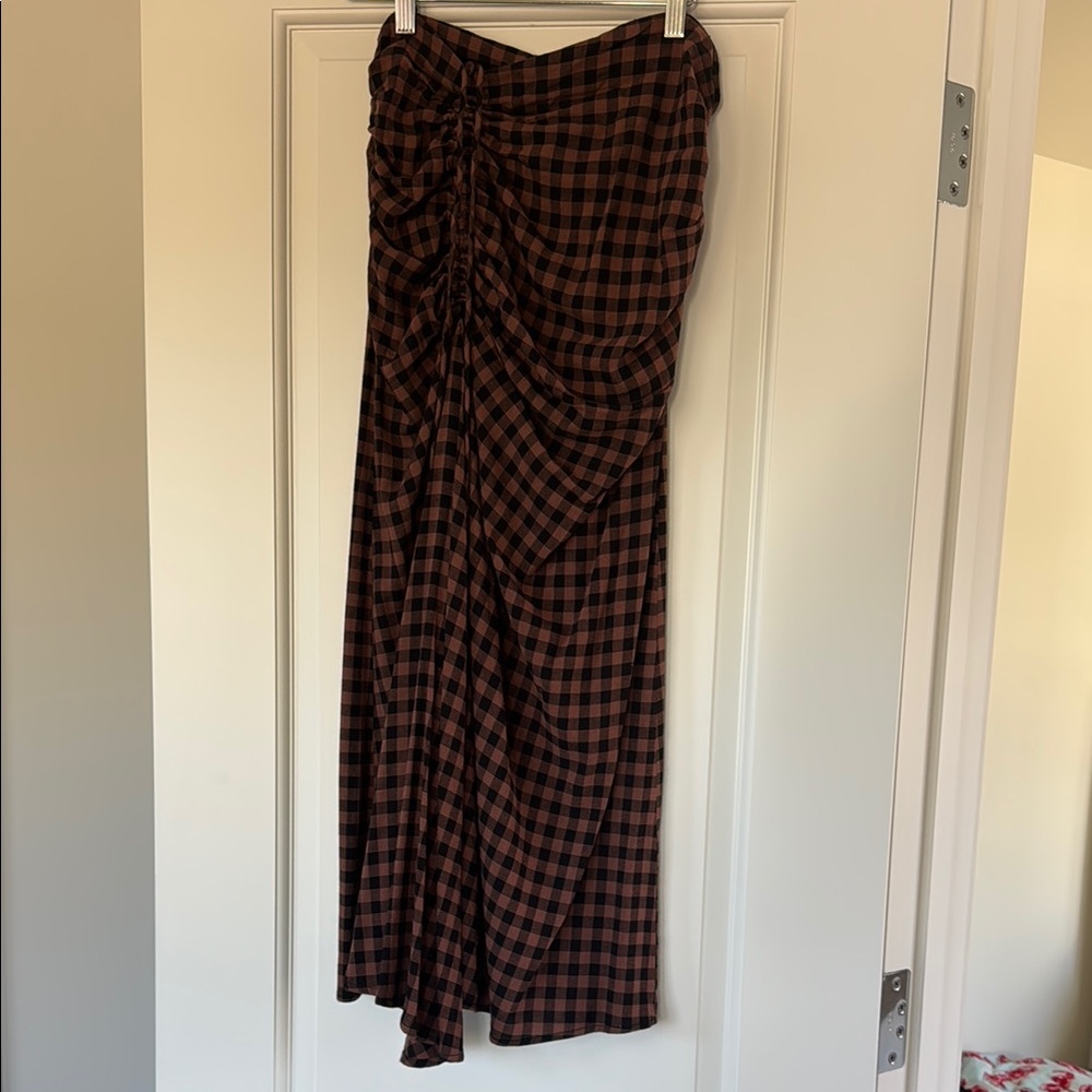 A.L.C. Checkered Black and Brown Maxi Skirt